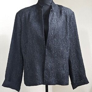 Vintage Toni Morgan Black Jacquard Textured Blazer – Women's XL